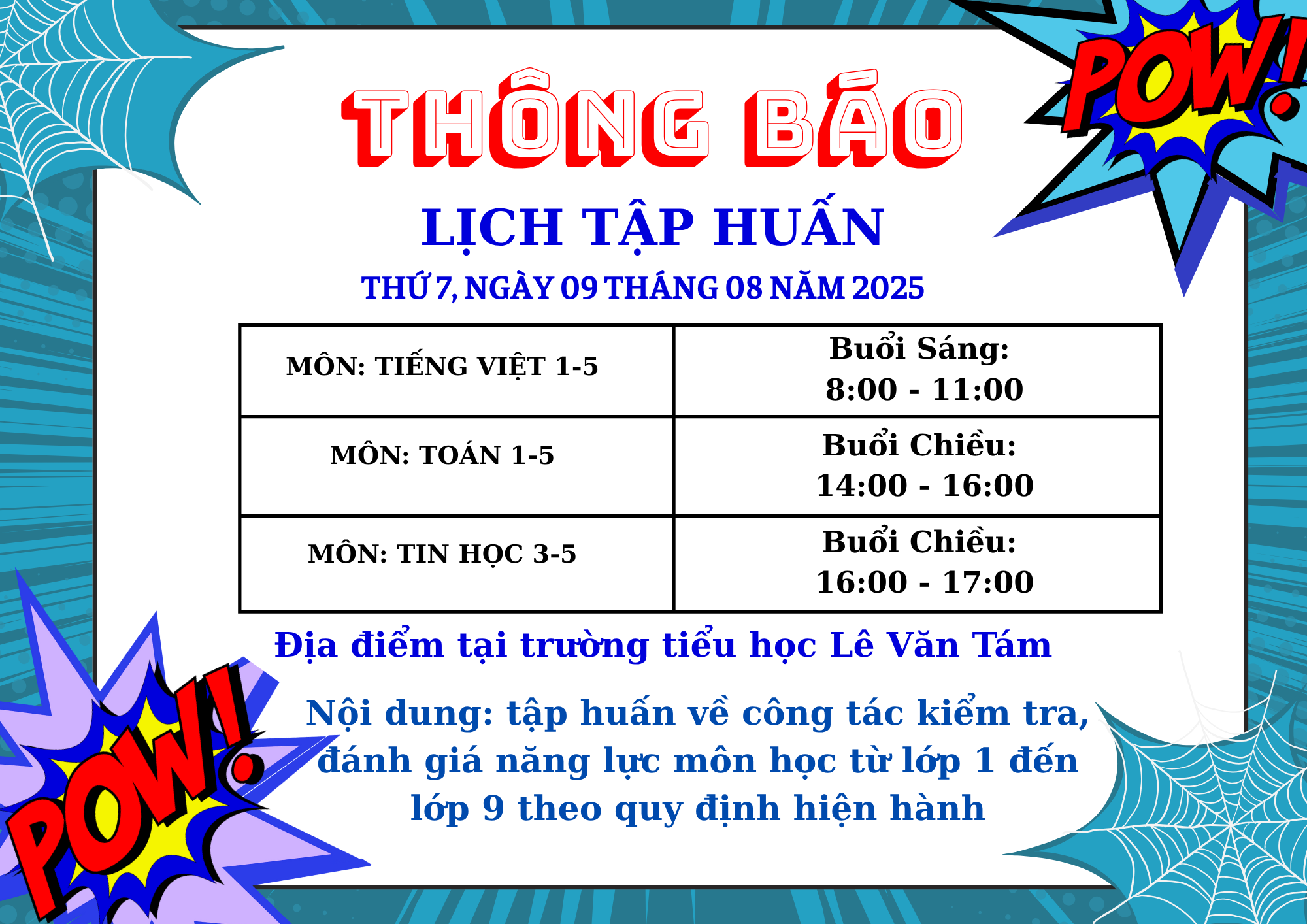 THÔNG BÁO LỊCH TẬP HUẤN